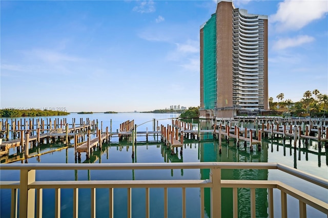 view of dock featuring a water view