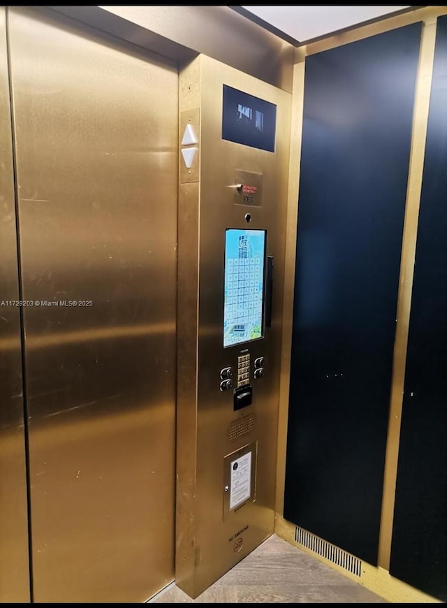 interior details with elevator