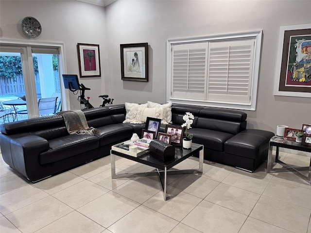 view of tiled living room