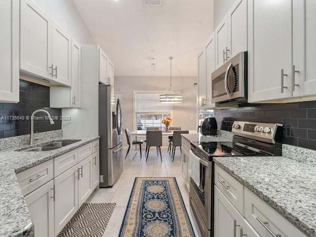 kitchen with sink, white cabinets, and appliances with stainless steel finishes