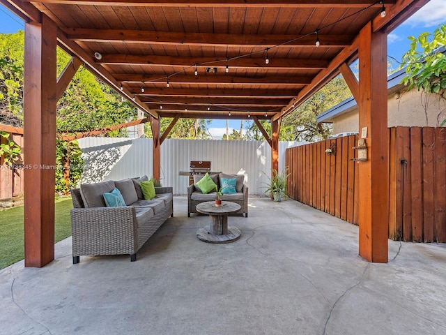 view of patio featuring an outdoor hangout area