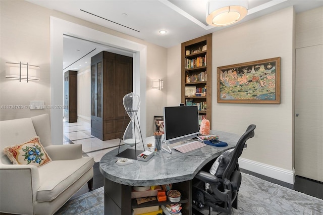 home office featuring built in features