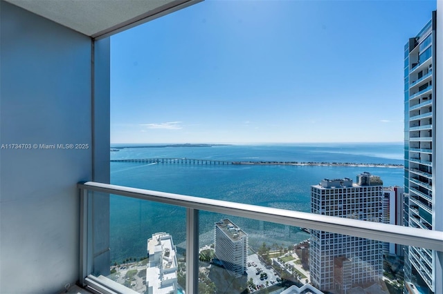 balcony with a water view