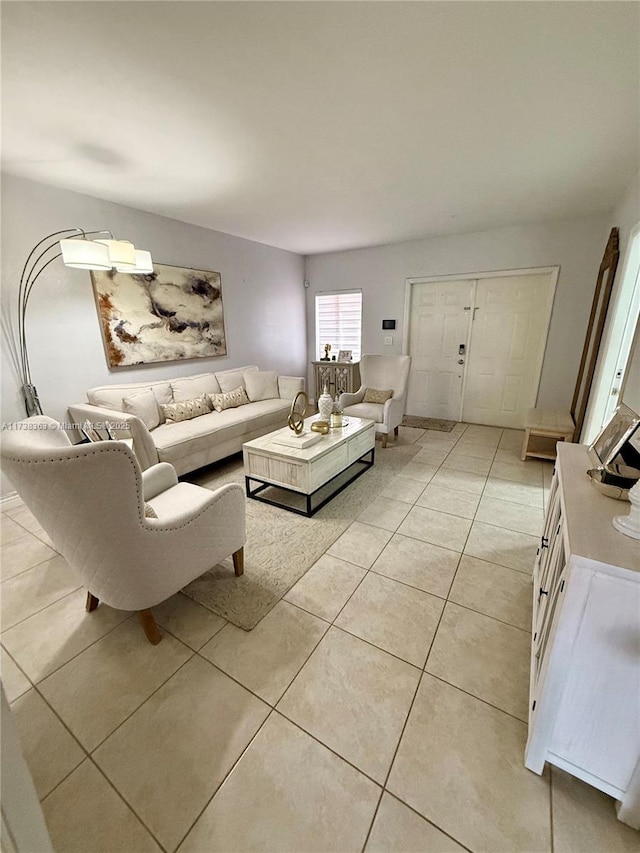 view of tiled living room