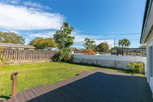 wooden deck with a yard