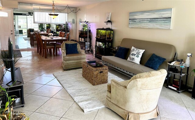 view of tiled living room