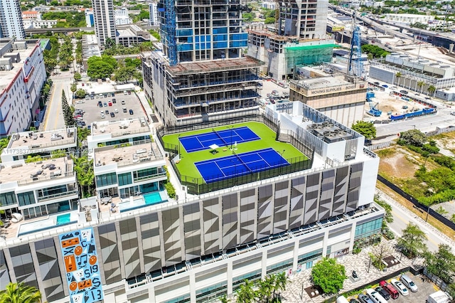 bird's eye view with a city view