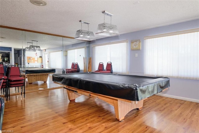 6777 Winkler Rd Unit A160, Fort Myers, FL 33919 - game room featuring billiards, a textured ceiling, wood finished floors, and baseboards