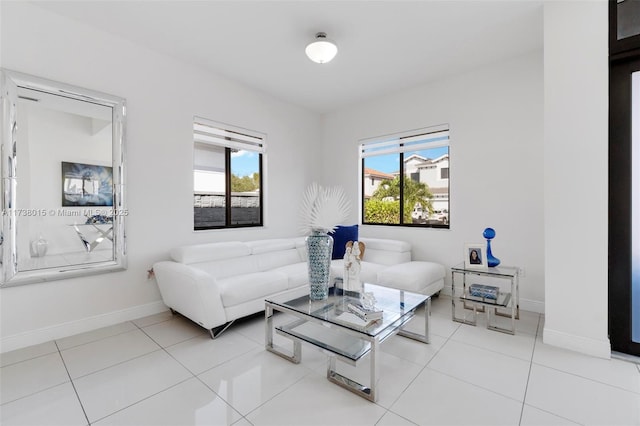 view of tiled living room