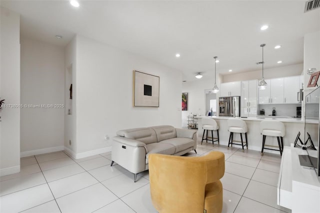 view of tiled living room