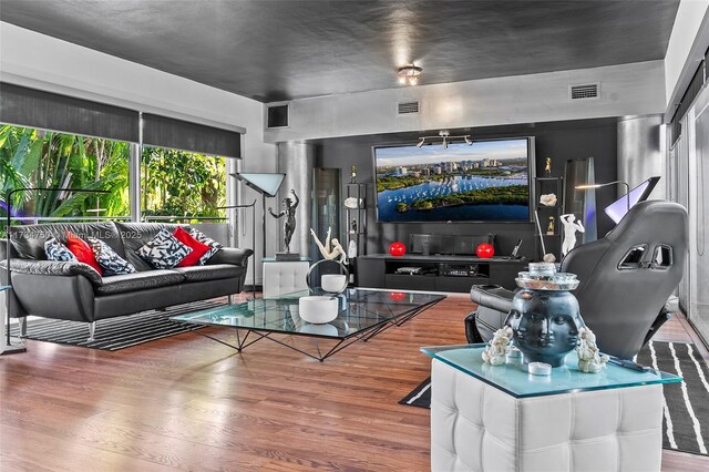 living room featuring wood-type flooring