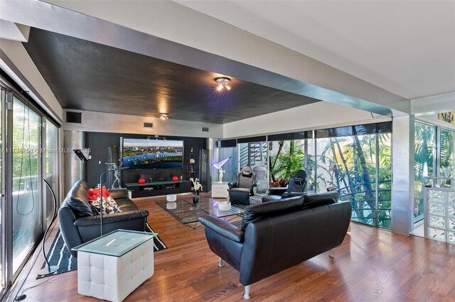 living room featuring hardwood / wood-style floors