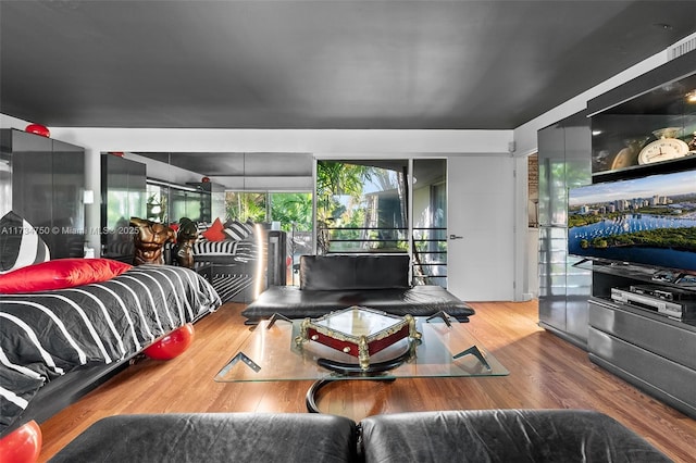 living room with wood-type flooring