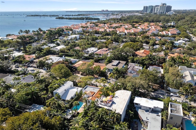 bird's eye view featuring a water view