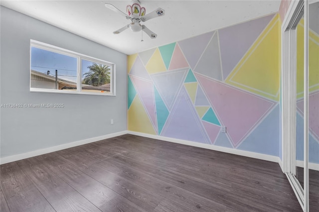 unfurnished room with dark wood-type flooring