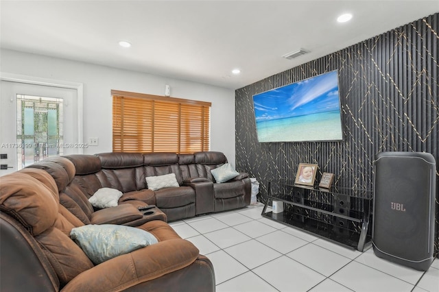 view of tiled living room