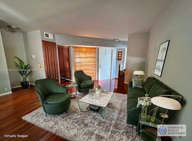 living room featuring hardwood / wood-style flooring