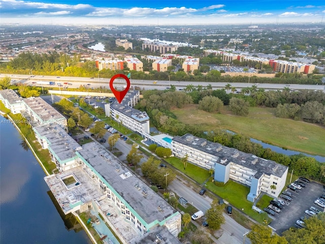 bird's eye view featuring a water view