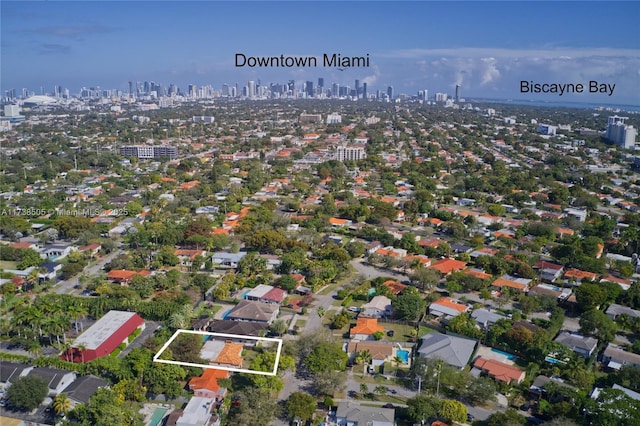 3521 SW 18th Ter, Miami, FL 33145 - aerial view of property's location featuring property boundaries highlighted and skyline