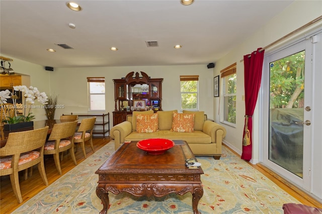 living room featuring light hardwood / wood-style floors