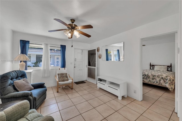 2300 Jackson St Unit 10, Hollywood, FL 33020 - tiled living room featuring ceiling fan