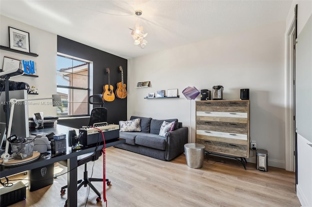 office space featuring light hardwood / wood-style flooring