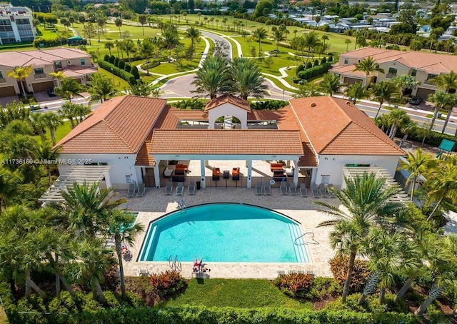 view of swimming pool featuring a patio