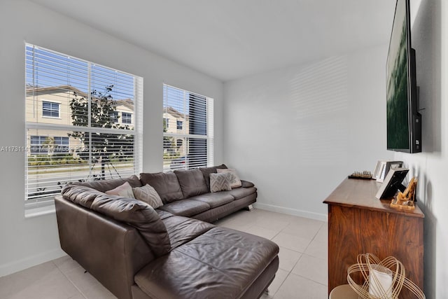 view of tiled living room