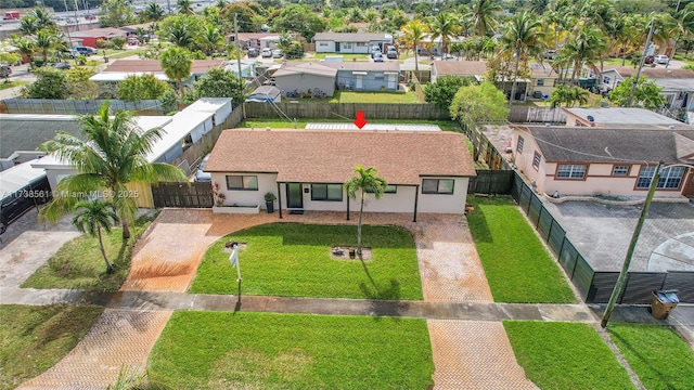 aerial view with a residential view