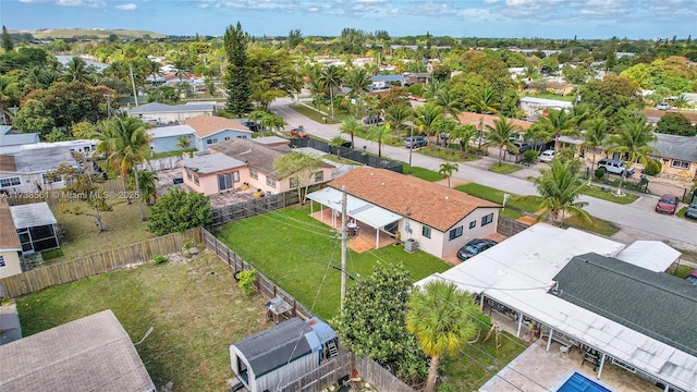 birds eye view of property with a residential view