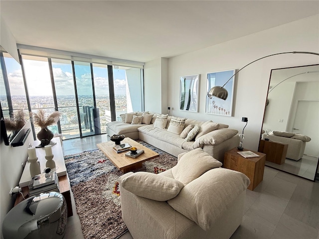 living room featuring expansive windows