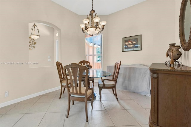 view of tiled dining area