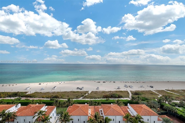 property view of water featuring a view of the beach