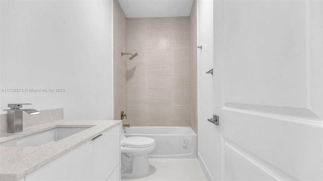 full bathroom featuring vanity, toilet, and tiled shower / bath combo