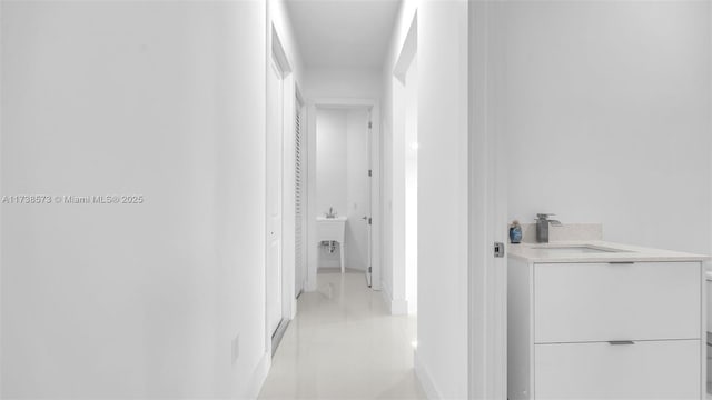 corridor with sink