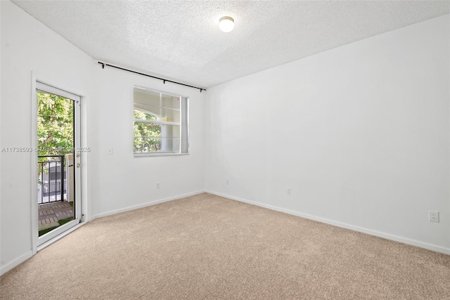 carpeted spare room featuring a textured ceiling