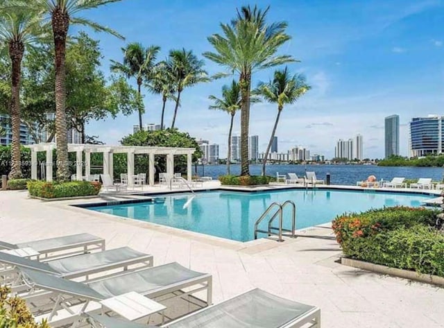 view of pool featuring a patio area