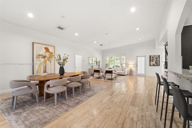 dining room with light wood-type flooring