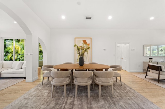 dining room with light hardwood / wood-style floors