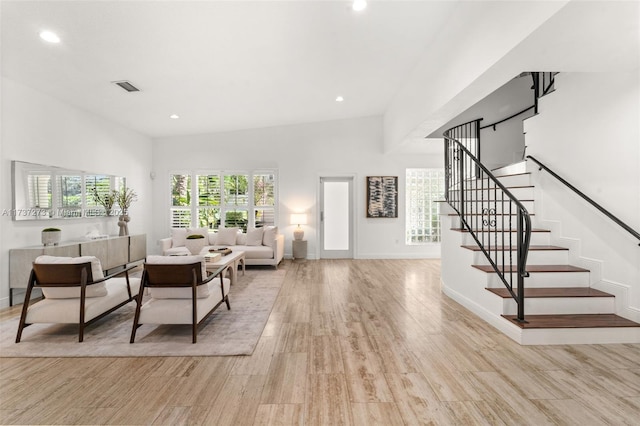 living room featuring light hardwood / wood-style flooring