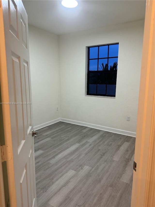 spare room featuring wood-type flooring