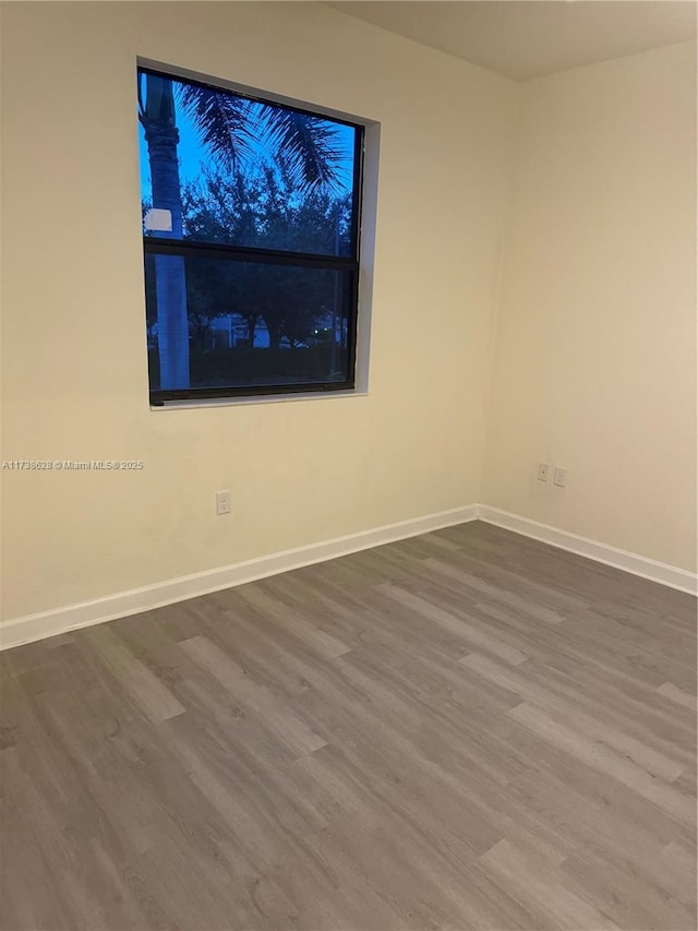 spare room with wood-type flooring