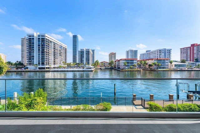 property view of water featuring a view of city