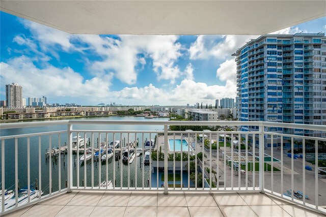 balcony with a water view