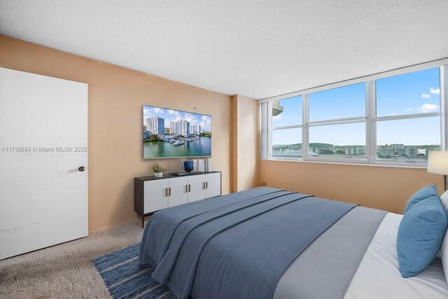 carpeted empty room featuring a textured ceiling