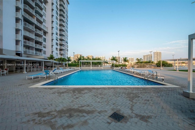 view of pool featuring a patio area