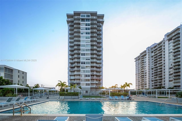 view of pool featuring a patio