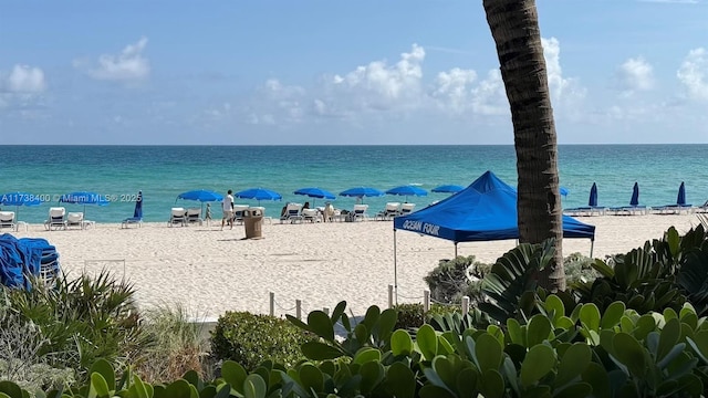 property view of water with a beach view