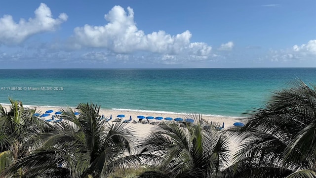 view of water feature featuring a beach view