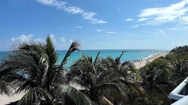 property view of water with a beach view